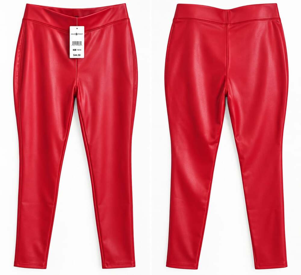 Ashley Stewart Plus Size Red Faux Leather Leggings Size 18/20 NWT